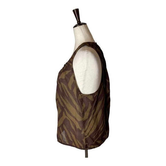 Marc By Marc Jacobs Brown Wool Blend‎ Animal Print Criss Cross Back Top XS - Picture 6 of 9